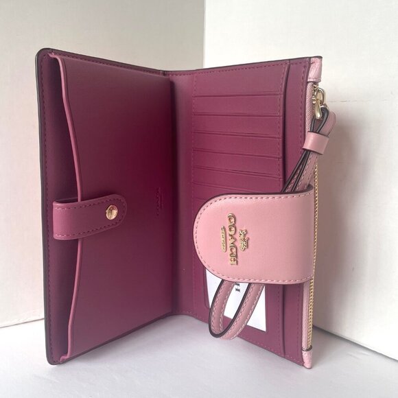 Coach Phone ID Wallet Wristlet CW780 Powder Pink Signature Canvas Clutch Bag - Picture 7 of 10